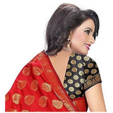 Women's Jacquard Woven Saree With Unstitched Blouse 5.5Mtr (Red)