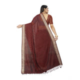 Women's Cotton Blend Solid/Plain Saree With Unstitched Blouse 5.5Mtr (Maroon)