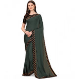 Grey chiffon self-design saree with unstitched blouse, elegant women's fashion wear on display