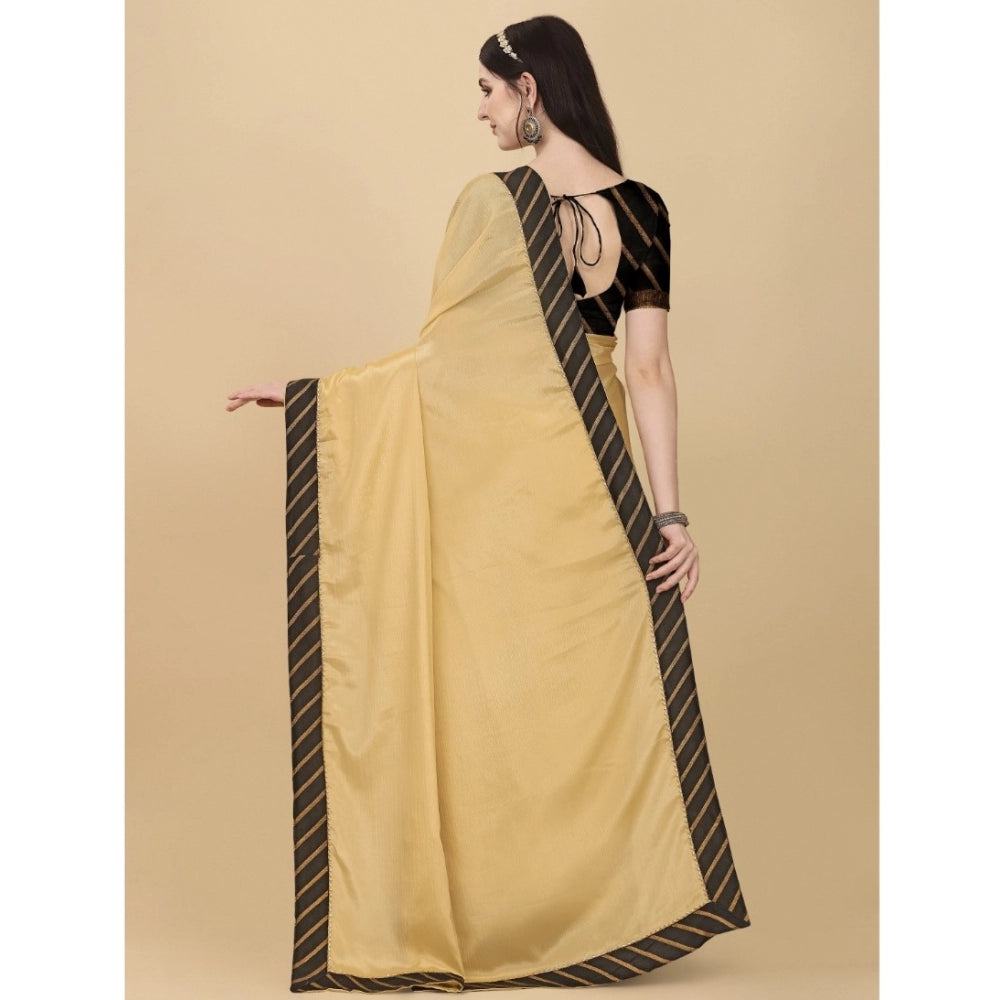 Yellow chiffon self-design saree with unstitched blouse (5.5mtr) on display rack