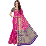Pink jacquard woven saree with unstitched blouse (5.5mtr), traditional Indian clothing for women