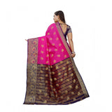 Pink-Beige silk blend woven saree with unstitched blouse, 5.5mtr for Indian traditional wear