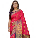 Multicolor silk blend woven saree with unstitched blouse, vibrant Indian fashion accessory