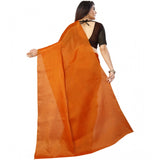 Orange cotton silk self-design saree with unstitched blouse, vibrant traditional Indian women's wear