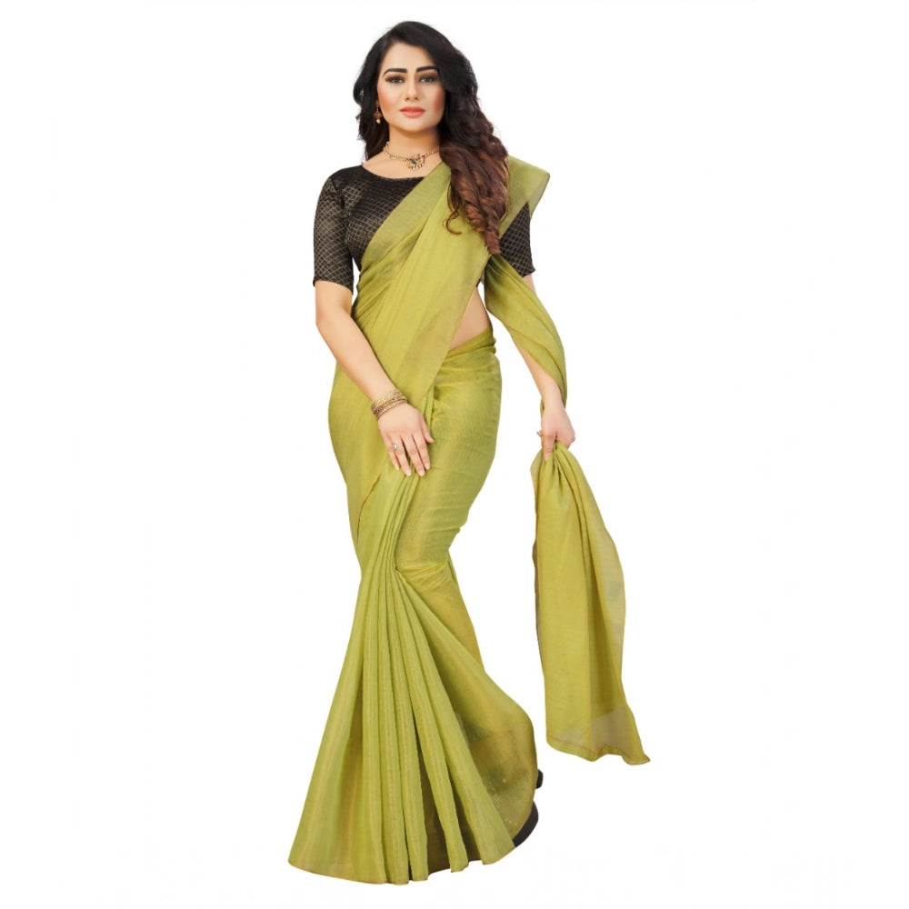Light green cotton silk self-design saree with unstitched blouse, elegant Indian women's fashion accessory for special occasions