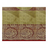 Multicolor jacquard woven saree with unstitched blouse (5.5mtr), traditional Indian attire on display