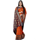 Women's Silk Blend Woven Saree With Unstitched Blouse 5.5Mtr (Purple-Orange)