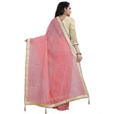 Women's Cotton Silk Checkered Saree With Unstitched Blouse 5.5Mtr (Pink)