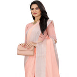 Women's Cotton Jute Self Design Saree With Unstitched Blouse 5.5Mtr (Orange)