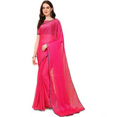 Women's Silk Blend Embellished Saree With Unstitched Blouse 5.5Mtr (Pink)