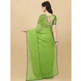Women's Silk Blend Embellished Saree With Unstitched Blouse 5.5Mtr (Green)