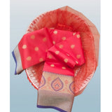 Red silk blend woven saree with unstitched blouse, vibrant red textile for traditional Indian wear