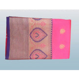 Pink silk blend woven saree with unstitched blouse, vibrant traditional Indian attire