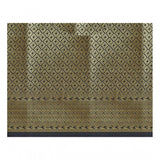 Red jacquard woven saree with unstitched blouse, vibrant traditional Indian attire on mannequin