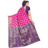 Women's Jacquard Woven Saree With Unstitched Blouse 5.5Mtr (Pink)