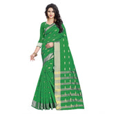 Women's Silk Blend Woven Saree With Unstitched Blouse 5.5Mtr (Green)