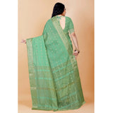 Women's Silk Blend Woven Saree With Unstitched Blouse 5.5Mtr (Light Green)