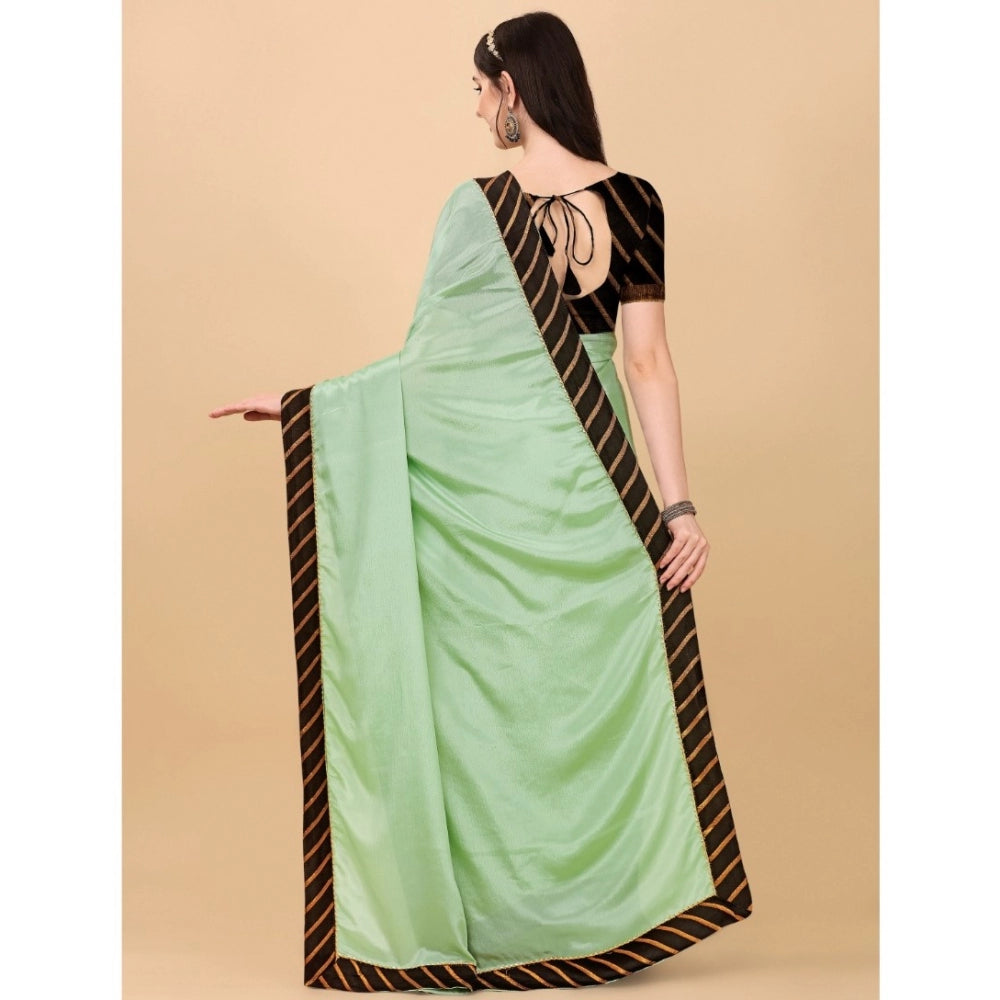 Light green chiffon self-design saree with unstitched blouse, elegant Indian women's fashion