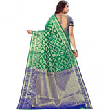 Green jacquard woven saree with unstitched blouse, 5.5mtr length