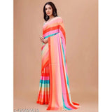 Multicolor crepe digital print saree with unstitched blouse, vibrant Indian women's fashion piece