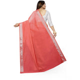 Women's Cotton Silk Self Design Saree With Unstitched Blouse 5.5Mtr (Orange)