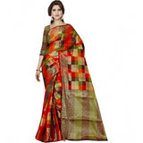 Multicolor jacquard woven saree with unstitched blouse, vibrant Indian fashion accessory for women