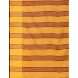 Mustard cotton silk striped saree with unstitched blouse, vibrant women's traditional wear accessory