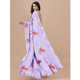 Women's Crepe Digital Print Saree With Unstitched Blouse 5.5Mtr (Multicolor)