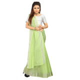 Women's Cotton Silk Self Design Saree With Unstitched Blouse 5.5Mtr (Light Green)