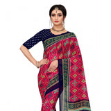 Pink Georgette floral print saree with unstitched blouse, vibrant floral design on 5.5mtr length
