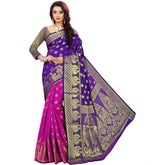 Women's Jacquard Woven Saree With Unstitched Blouse 5.5Mtr (Purple)