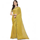 Mustard silk blend embellished saree with unstitched blouse, intricate embroidery on vibrant mustard fabric