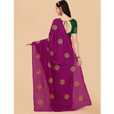 Women's Silk Blend Embroidered Saree With Unstitched Blouse 5.5Mtr (Purple)