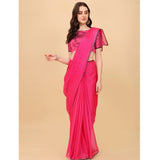 Women's Silk Blend Embellished Saree With Unstitched Blouse 5.5Mtr (Pink)