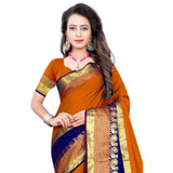 Multicolor jacquard woven saree with unstitched blouse, vibrant Indian fashion accessory