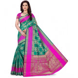 Light green jacquard woven saree with unstitched blouse, vibrant traditional Indian attire for women