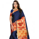Blue jacquard woven saree with unstitched blouse, 5.5mtr