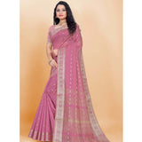 Women's Silk Blend Woven Saree With Unstitched Blouse 5.5Mtr (Pink)