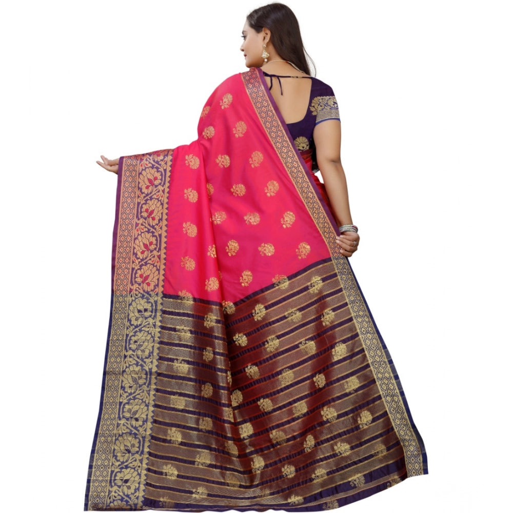 Multi-colored silk blend woven saree with unstitched blouse, vibrant patterns for traditional Indian wear