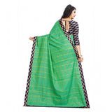 Green cotton silk checkered saree with unstitched blouse, vibrant Indian ethnic wear for women