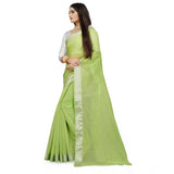 Women's Cotton Silk Self Design Saree With Unstitched Blouse 5.5Mtr (Green)