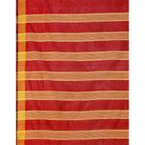 Red striped cotton silk saree with unstitched blouse, vibrant Indian women's wear