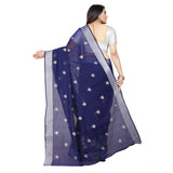 Women's Cotton Silk Embroidered Saree With Unstitched Blouse 5.5Mtr (Blue)