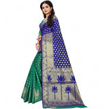 Green jacquard woven saree with unstitched blouse (5.5mtr)