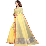 Women's Cotton Silk Checkered Saree With Unstitched Blouse 5.5Mtr (Yellow)