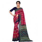 Pink Georgette floral print saree with unstitched blouse, vibrant blooms on a 5.5mtr length