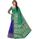 Green jacquard woven saree with unstitched blouse, 5.5mtr