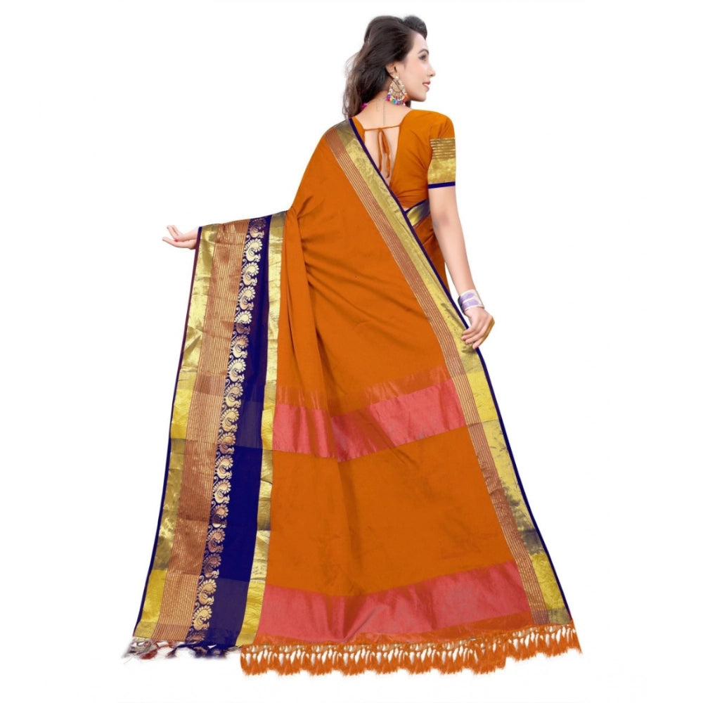 Multicolor jacquard woven saree with unstitched blouse, vibrant pattern for traditional Indian wear