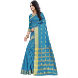 Women's Silk Blend Woven Saree With Unstitched Blouse 5.5Mtr (Light Green)