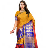 Mustard jacquard woven saree with unstitched blouse (5.5mtr), vibrant traditional Indian women's wear